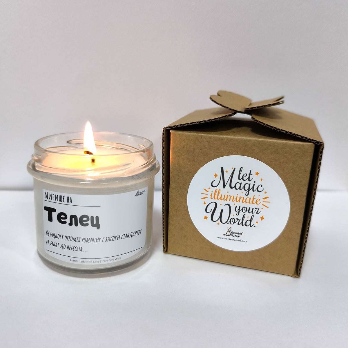 Мирише на Телец Ароматна Соева Свещ