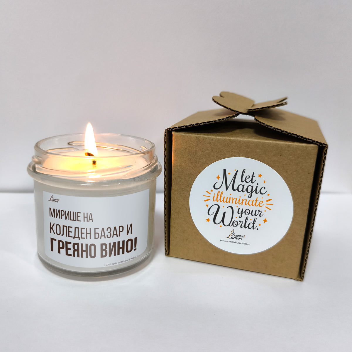 Мирише на Коледен базар и греяно вино Ароматна Соева Свещ