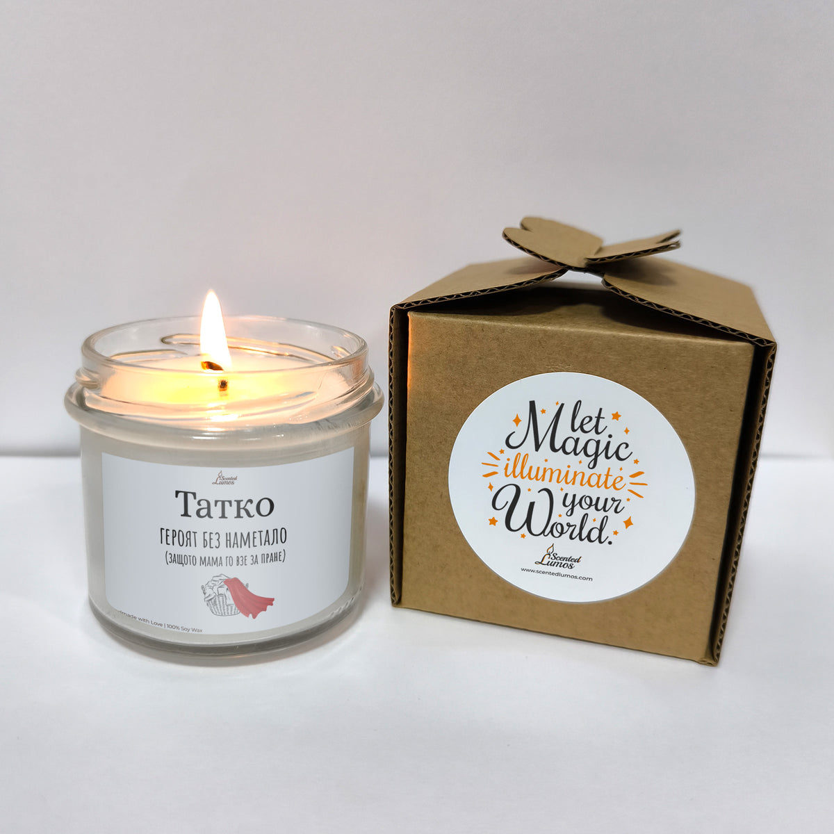 Татко - героят без наметало Ароматна соева свещ за баща