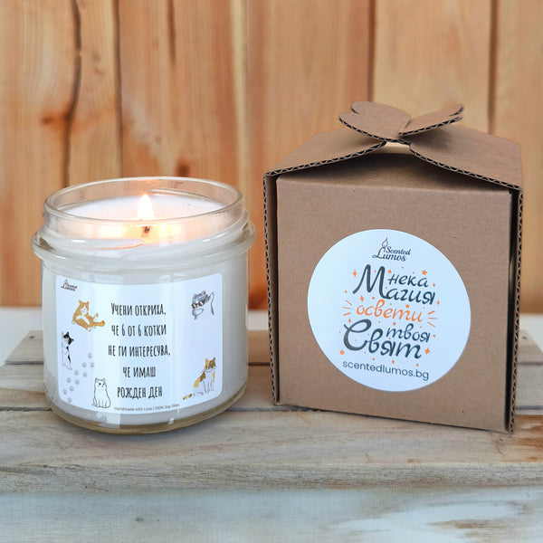 Учени откриха, че 6 от 6 котки не ги интересува, че имаш рожден ден Ароматна соева свещ