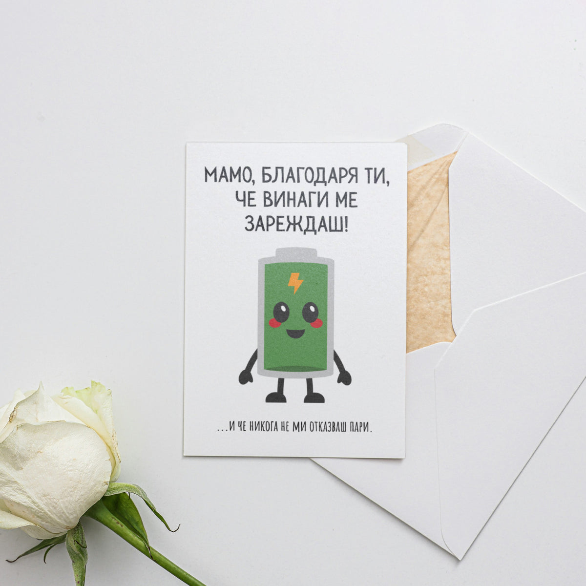 Мамо, благодаря ти, че винаги ме зареждаш! Картичка за майка