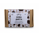 a coffee-themed product with a label that includes text in Greek and English.