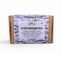 a box of lavender-scented bath products, with a floral pattern and text in Cyrillic script.