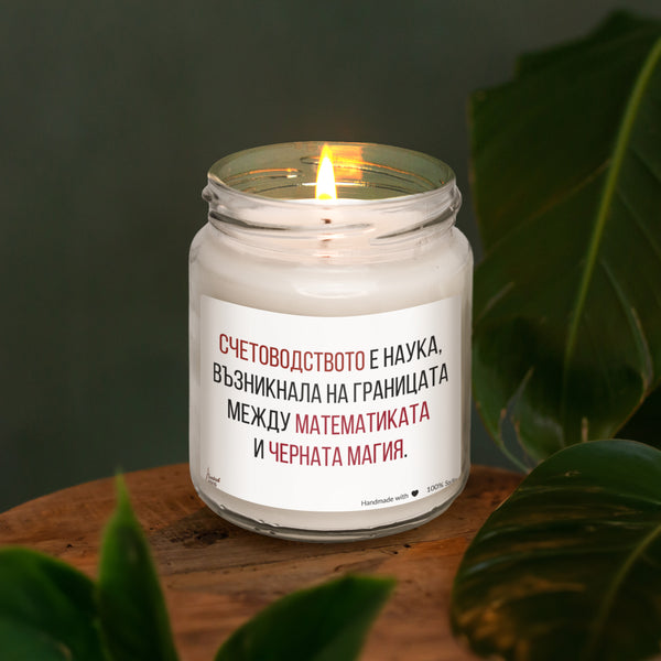 Счетоводство - математика + черна магия Ароматна Соева Свещ