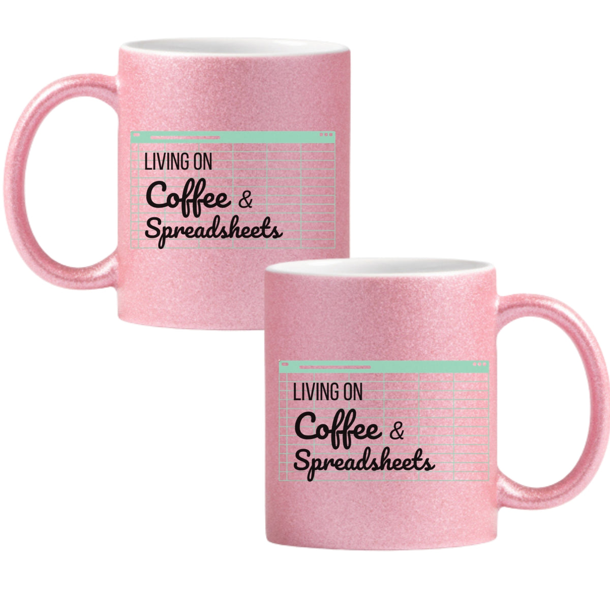 Living on coffee and spreadsheets Глитер Чаша 350мл
