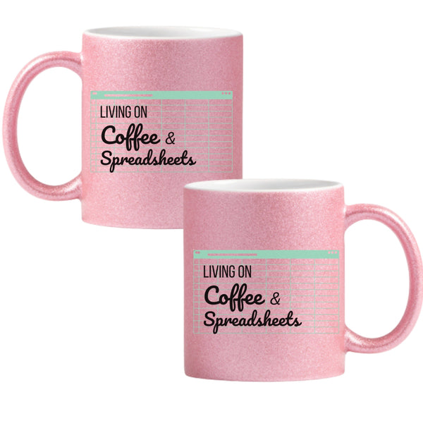 Living on coffee and spreadsheets Глитер Чаша 350мл