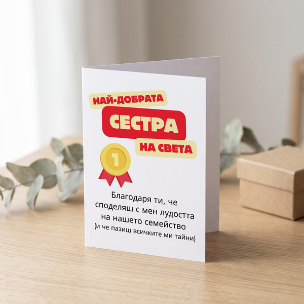 Най-добрата сестра на света Картичка