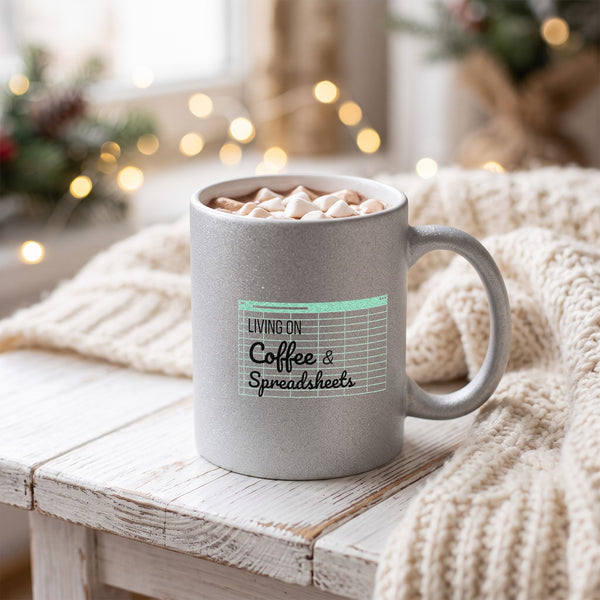 Living on coffee and spreadsheets Глитер Чаша 350мл