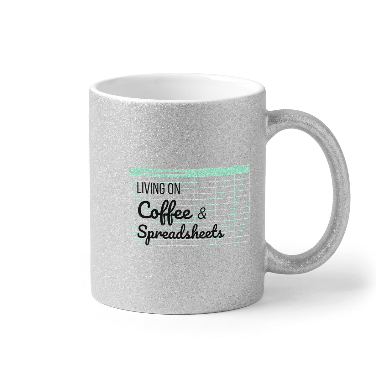 Living on coffee and spreadsheets Глитер Чаша 350мл