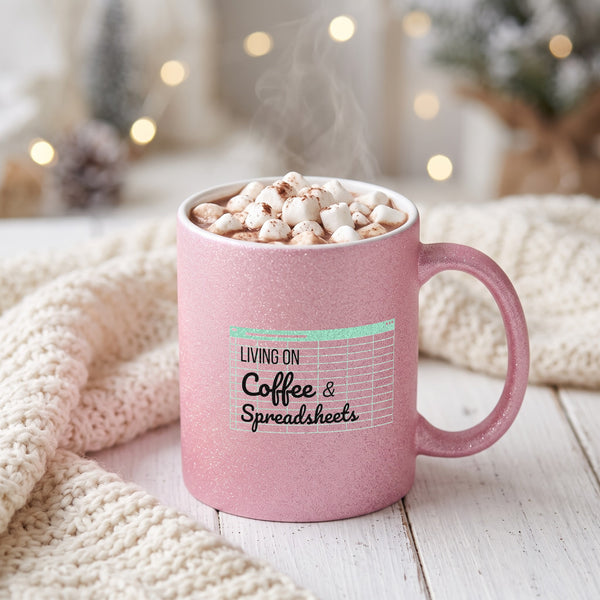 Living on coffee and spreadsheets Глитер Чаша 350мл