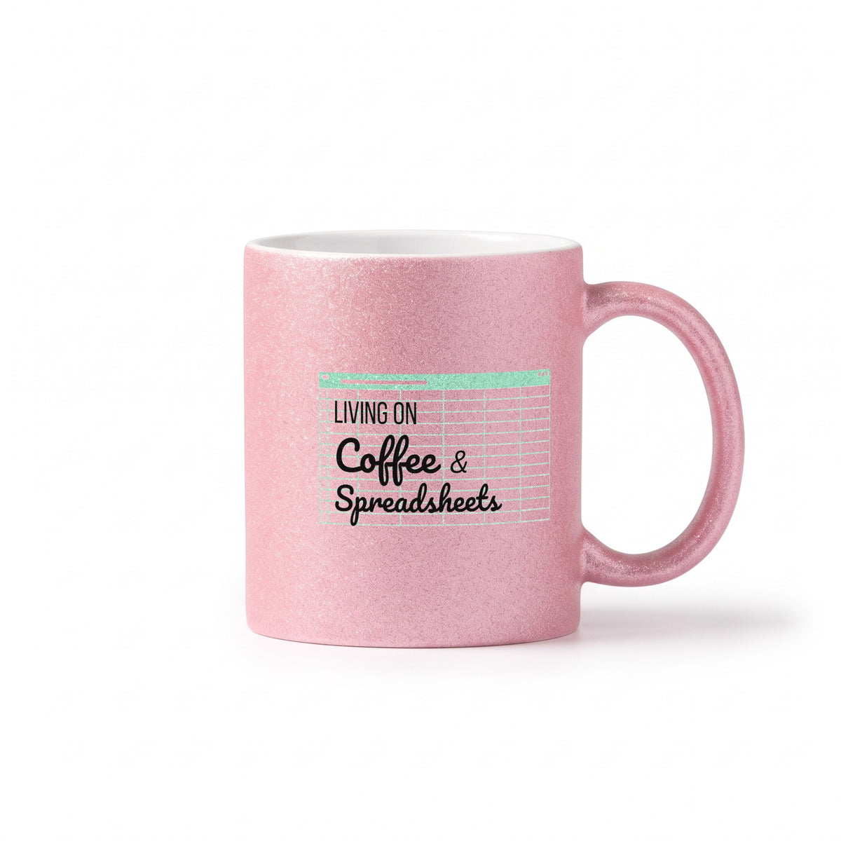 Living on coffee and spreadsheets Глитер Чаша 350мл