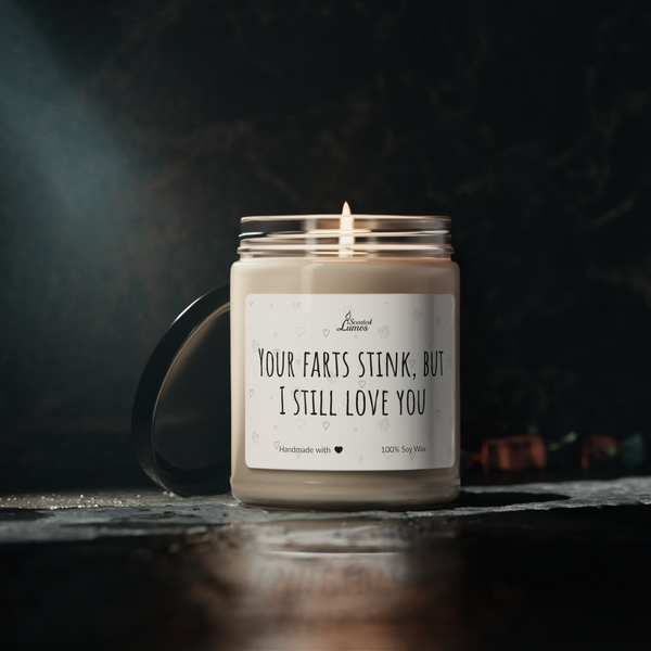 a candle sitting on top of a wooden table